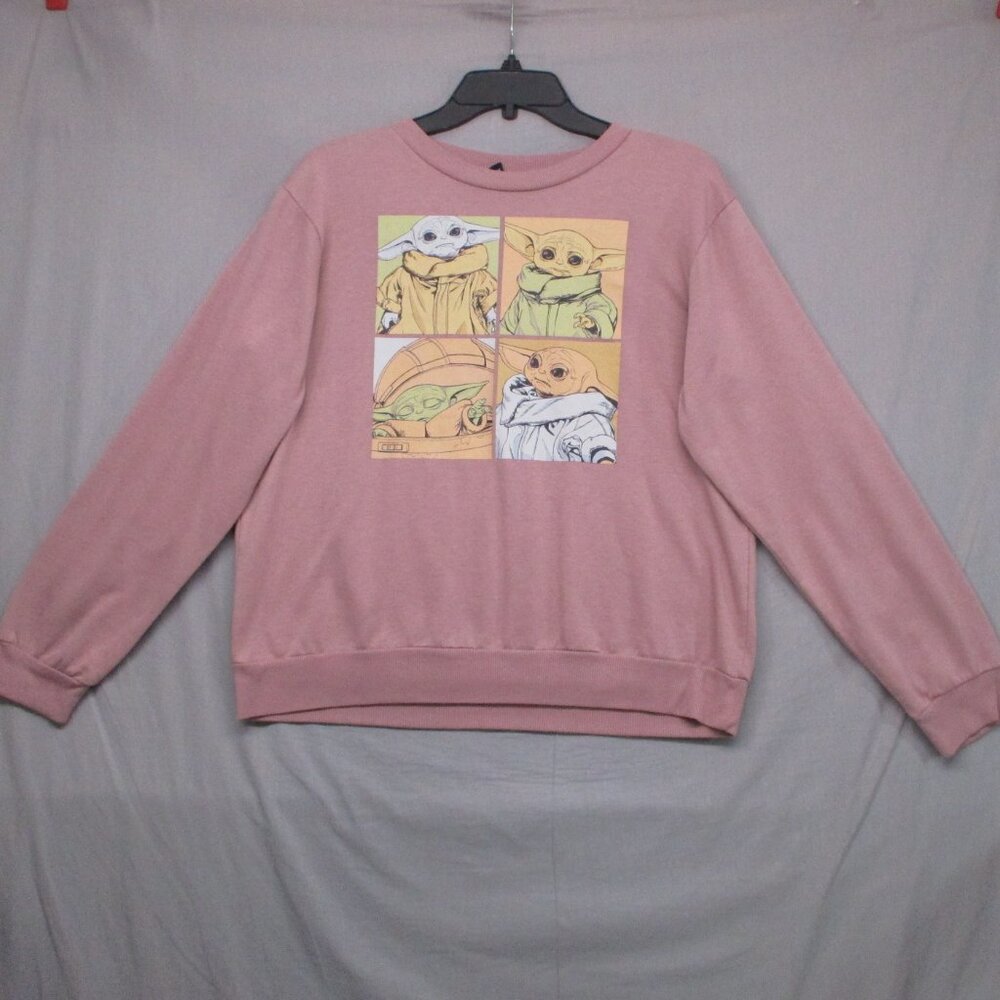 Star Wars Baby Yoda Graphic Print Crew Neck Sweater Pink Women Size | M